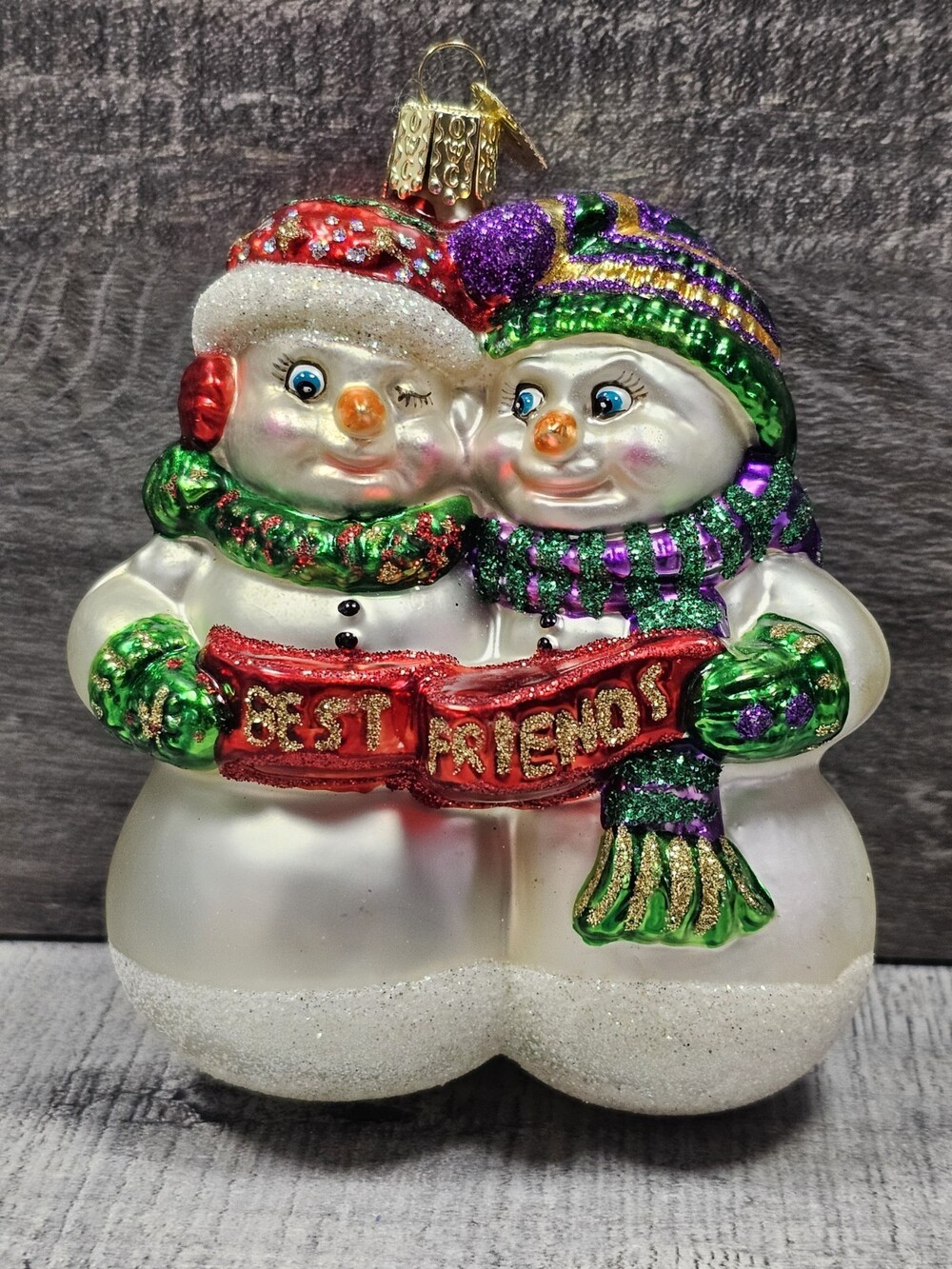 OWC Old World Christmas BEST FRIENDS Snowmen 4.5" Blown Glass Ornament G9.3.4